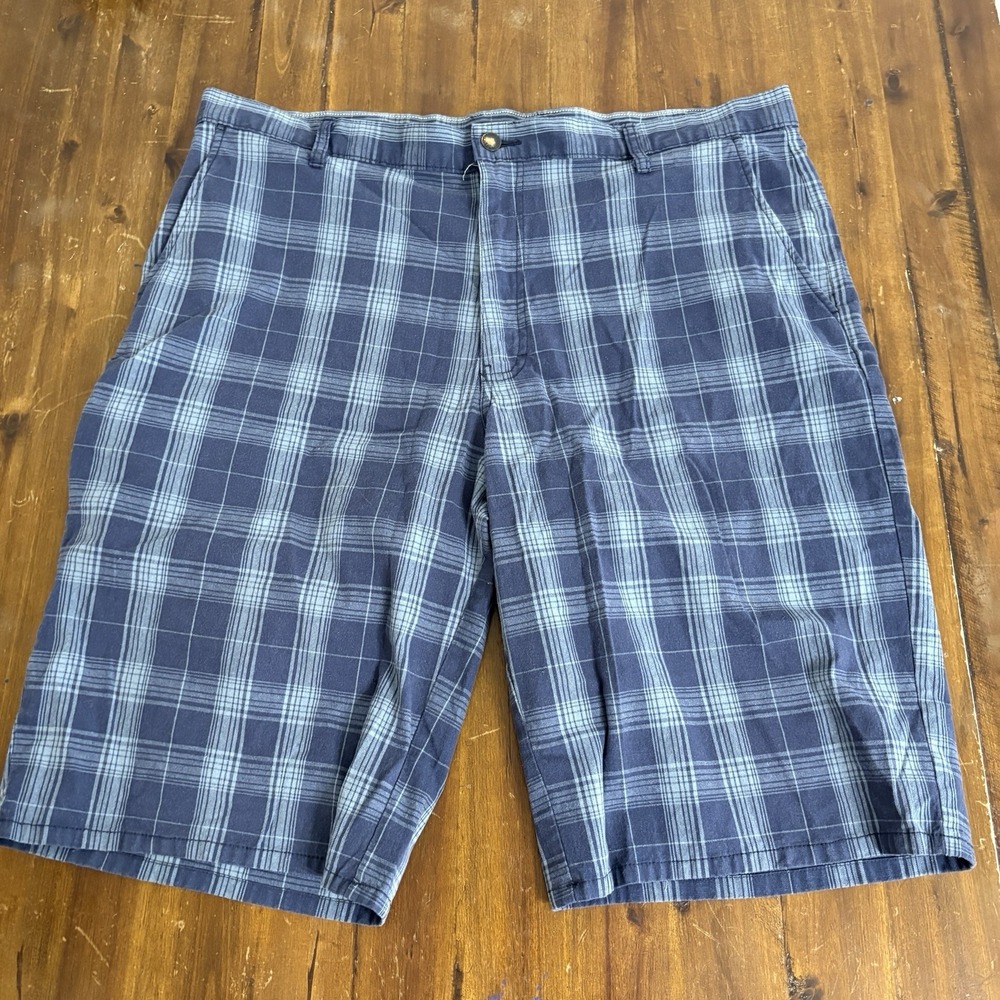 Dickies Mens 40 Shorts Flat Front Blue Navy Plaid Check Preppy Skater Streetwear
